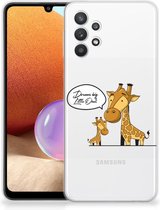 Coque Téléphone pour Samsung Galaxy A32 4G PU Silicone Etui Bumper Gel Girafe