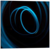 Dibond - Blauwe Lichtstrepen  - 50x50cm Foto op Aluminium (Met Ophangsysteem)