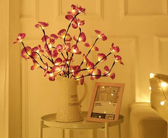 Kunstbloemen Orchidee kunstplant LED decoratie takken met 20 lampjes warm  wit licht | bol.com