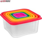 Herzberg 8-in-1 Square Food Storage Container Set