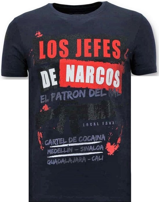 Exclusieve Heren T-shirt - Los Jefes De Narcos - Blauw