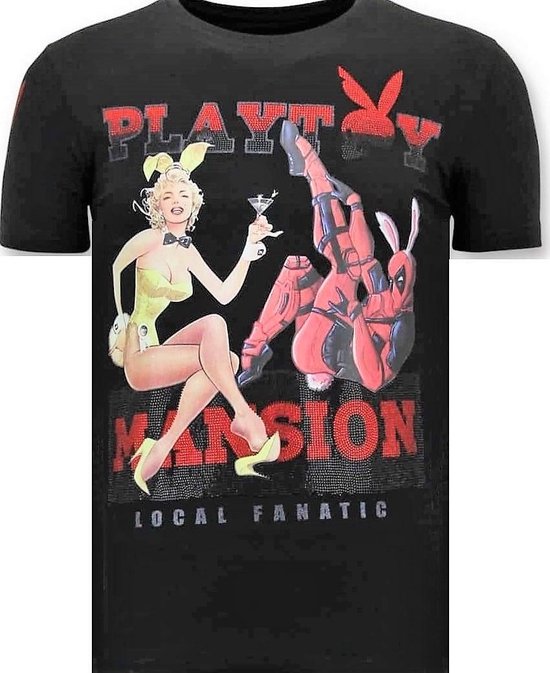T-shirt pour homme de Luxe Local Fanatic - The Playtoy Mansion - Zwart - Tailles: M
