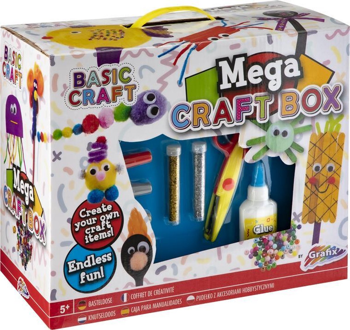 Enfants Artisanat Kids Mega Craft Box Hobby Art Set Pompons Perles Mousse Papier 