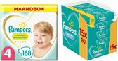 Pampers Premium Protection maandbox maat 4 168 luiers en Fresh Clean 1200 billendoekjes Pakket