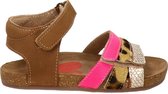 Shoesme cognac sandaal met fuchsia en snake-details