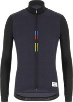 Santini Fietsshirt Lange mouwen Zwart Heren - Official Uci Rainbow L/S Jersey Black - 3XL