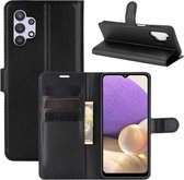 Samsung Galaxy A32 (5G) hoesje - MobyDefend Kunstleren Wallet Book Case - Zwart - GSM Hoesje - Telefoonhoesje Geschikt Voor: Samsung Galaxy A32 (5G)