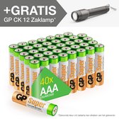 GP Super Alkaline AAA batterijen - 40 stuks - Inclusief GP Discovery CK12 zaklamp