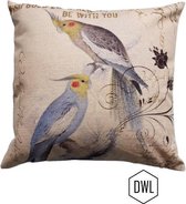 Sierkussen - Sierkussen, Hoes En Binnenkussen Wonen Met Tweezijdige Opdruk - 45 X 45 Cm - Kuifpapegaaien - Vogel Woonaccessoires Wonen Kussentje Trendy Jungle Planten Tekst - Natuu