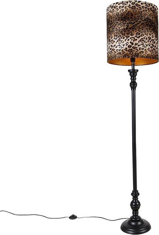 QAZQA classico - Klassieke Vloerlamp | Staande Lamp met kap - 1 lichts - H 172 cm - Luipaard print - Woonkamer | Slaapkamer | Keuken