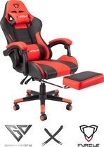Game Chair Gamingcomfort X Furgle - Hoge Comfort - Rood / Zwart met voetsteun / voetensteun