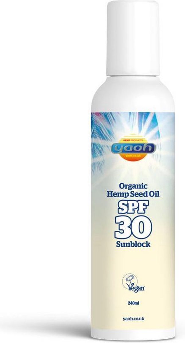Organic Hemp Seed Oil SPF 30 sunblock 240ml YOAH