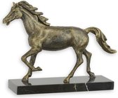 Gietijzeren beeld - Paard in Draf - Marmeren sokkel - 17,5 cm hoog