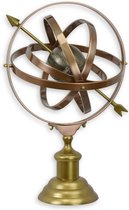 Beeld - Zonnewijzer Globe - Messing sculptuur - 51,3 cm hoog