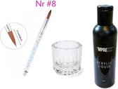 GUAPÀ Acryl Starters Set Simply voor het zetten van Acryl Nagels - Acryl Vloeistof + Acryl Penseel Nr 8 + Glazen Dappendish