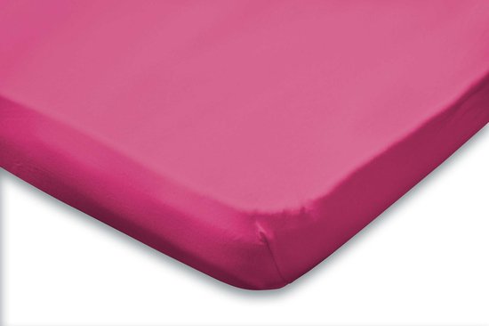 Topper Hoeslaken Jersey Katoen Stretch - fuchsia 160x200cm - Lits Jumeaux