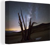 Canvas Schilderij De Melkweg verschijnt boven het landschap van het Nationaal park Sierra Nevada - 80x60 cm - Wanddecoratie
