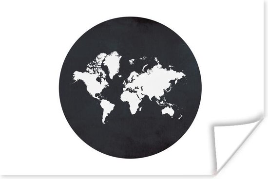 Vlucht conservatief Encyclopedie Witte wereldkaart op een zwarte aardbol Poster | Wereldkaart Poster 90x60  cm | bol.com