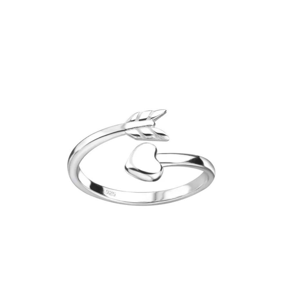 Zilveren teenring - pijl met hart - 925 zilver - nikkelvrij