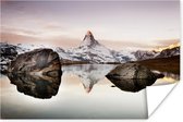 Poster Uitzicht vanaf de Stellisee op de Matterhorn in Zwitserland - 180x120 cm XXL
