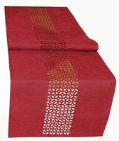 Série de nappes - uni rouge foncé avec bord ajouré - Chemin de table 140 cm