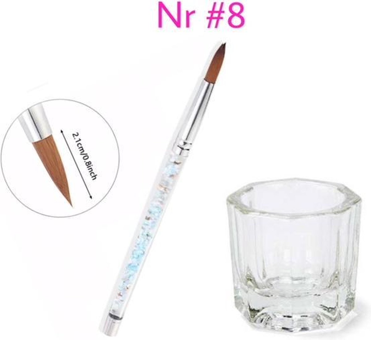 Goedkoopste GUAPÀ Acryl Set met Acryl Glitter Penseel Nr 8 & Glazen Dappendish voor Acryl Vloeistof