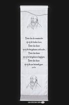 Lao Tse - Wanddoek - Wandkleed - Wanddecoratie - Muurdecoratie - Spreuken - Meditatie - Filosofie - Spiritualiteit - Wit Doek - Zwarte Tekst - 122 x 35 cm.