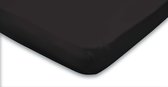 Topper Hoeslaken Jersey Katoen Stretch - zwart 200x200cm - Lits Jumeaux