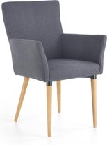 VASO stoel met armleuningen - Donkergrijs - Houten stoelpoten - Scandinavisch Design - Kuipstoel - Eetkamerstoel - Stof (per 2 stuks)