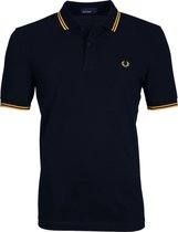 Fred Perry - Heren Polo SS Twin Tipped Navy Gold  - Blauw - Maat S
