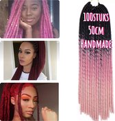 Faux Locs Braids Hair Braiding Crochet Hair Dreads klitvrij handmade Ombré zwart pink