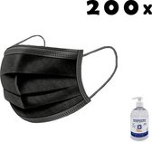 200 stuks - zwarte wegwerp mondkapjes - 3laags - gezichtsmaskers