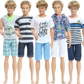 Poppenkleertjes Isa's friends - 5 Outfits voor jongens poppen -  Geschikt voor o.a Barbie - Setje 'Kyan'