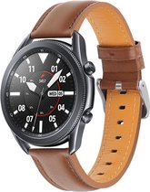 Bandje klassiek leer bruin geschikt voor Samsung Galaxy Watch 45-46mm en Gear S3
