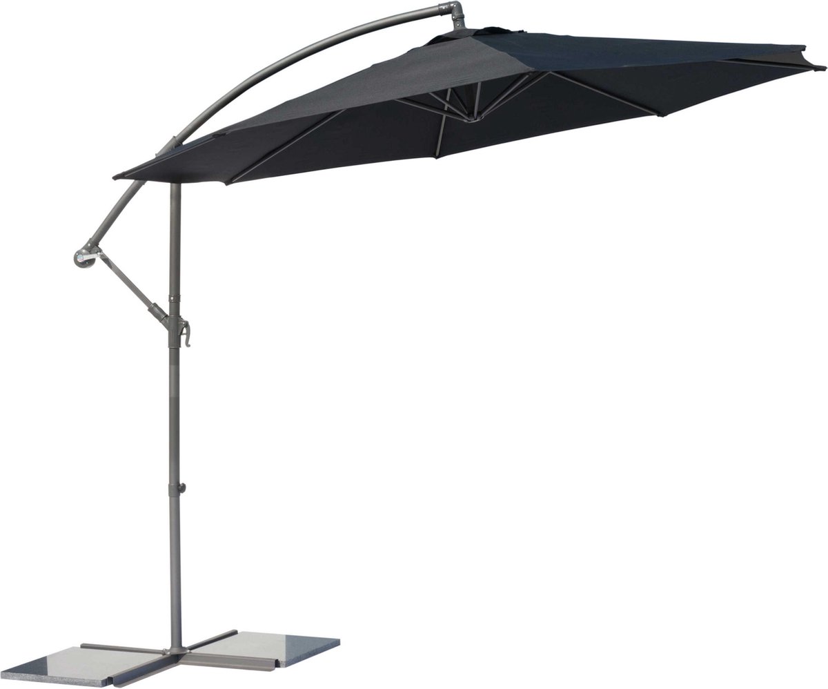 Bol.com SenS-Line - Parasol Menorca Zweefparasol - Ø300 cm - 8-ribs - Polyester - Zwart aanbieding