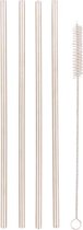 RVS rietjes - Set van 4 herbruikbare rietjes met schoonmaakborstel - Recht- 21 cm - Duurzaam en stijlvol - Duurzame rietjes - Milieubewust