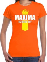 Koningsdag t-shirt Maxima is mijn BFF met kroontje oranje - dames - Kingsday outfit / kleding / shirt L
