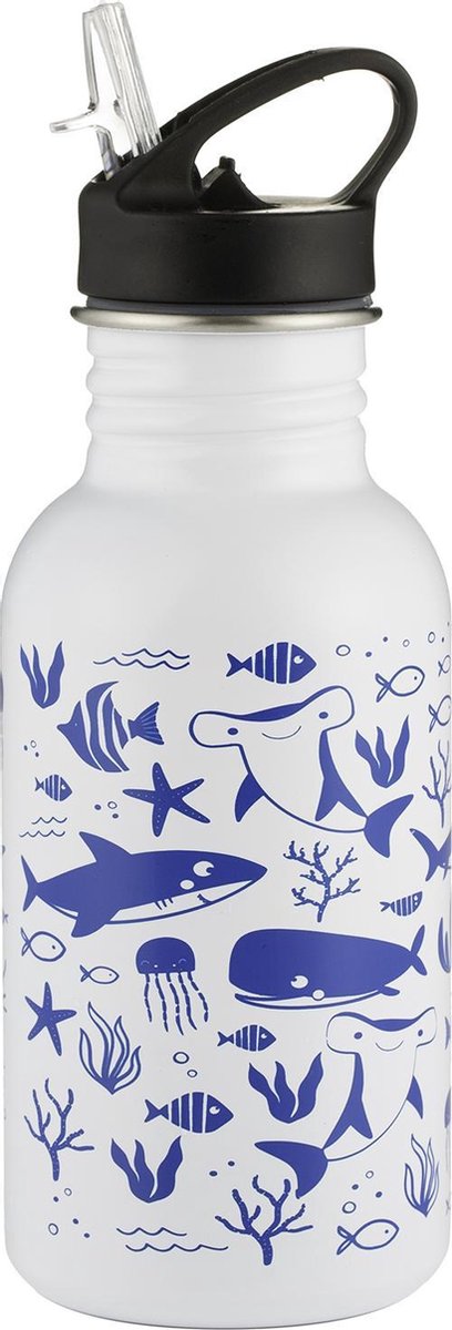 Typhoon Pure Sealife - Drinkfles - Verandert van kleur - RVS - Wit/blauw - 550ml