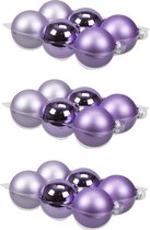 24x stuks kerstversiering kerstballen amethyst paars van glas - 8 cm - mat/glans - Kerstboomversiering