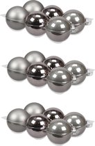 18x stuks kerstversiering kerstballen titanium grijs van glas - 8 cm - mat/glans - Kerstboomversiering