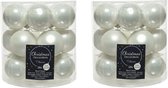 36x stuks kleine kerstballen wit van glas 4 cm - mat/glans - Kerstboomversiering