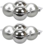 8x stuks kerstversiering kerstballen zilver van glas - 10 cm - mat/glans - Kerstboomversiering