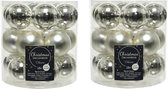 36x stuks kleine kerstballen zilver van glas 4 cm - mat/glans - Kerstboomversiering