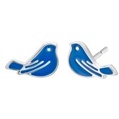 Zilver-Oorbellen- blauw -vogeltje -11.5 mm -steker-Charme Bijoux