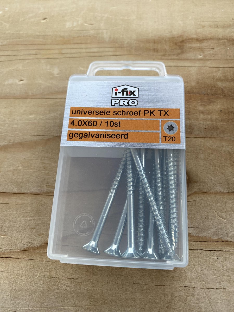Universele schroef Platkop Torx 4.0x60 per 10 gegalvaniseerd