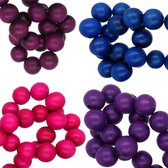 Houten kralen 16mm - 200 stuks - Roze Paars Violet Blauw