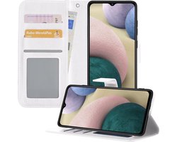 Hoesje - Geschikt voor Samsung Galaxy A12 - Luxe Bookcase - Walletcase Hoes - Portemonnee - Cover - Telefoonhoes - Wit