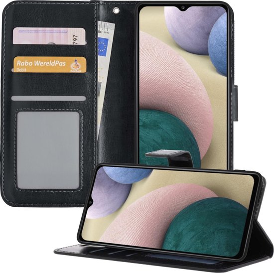 Foto: Hoesje geschikt voor samsung a12 hoesje book case hoes portemonnee cover walletcase hoes geschikt voor samsung galaxy a12 hoes bookcase hoesje zwart