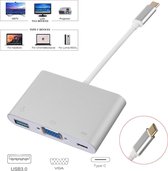 NÖRDIC USBC-N1191 Dockingstation USB-C naar VGA, USB A 3.0, 5Gbps, Zilver
