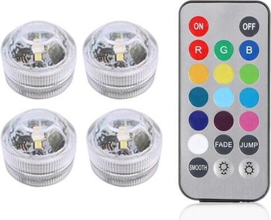 WiseGoods - LED Spots Lampen - Onderwater Zwembad Verlichting - Aquarium Led Lamp - 4 Spotjes - 1 Controller - Meerdere Kleuren